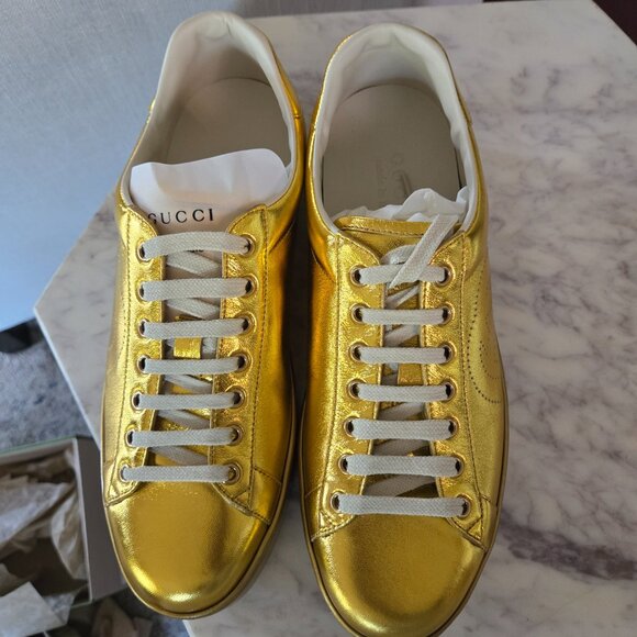 GUCCI NAPPA SILK GG LEATHER SNEAKER - SIZE 8 - Picture 12 of 12